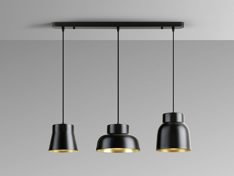 Schuller  Pendants Vulcano 13572  I3 - VULCANO - LAMP 3L - BLACK/GOLDEN