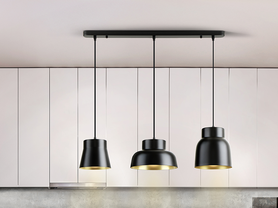 Schuller  Pendants Vulcano 13572  I3 - VULCANO - LAMP 3L - BLACK/GOLDEN