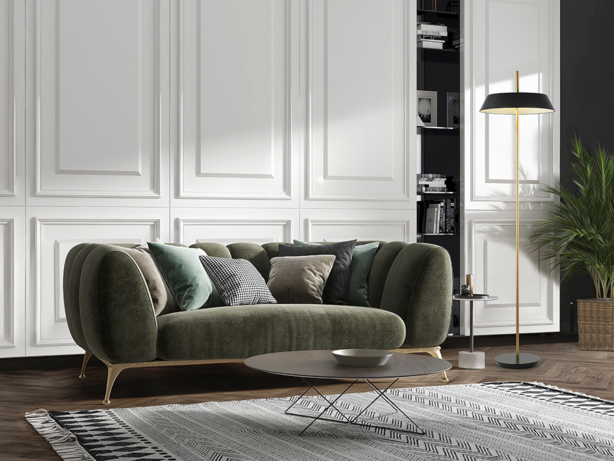 Schuller  Floor lamps Vertigo 147361  ·VERTIGO· FLOOR LAMP, BLACK-GOLD