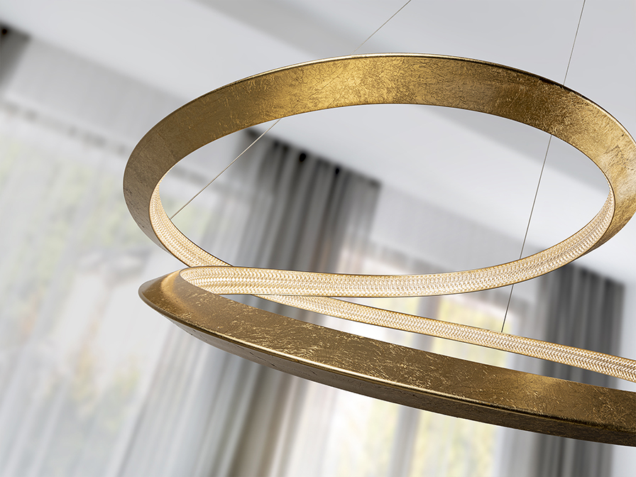 Schuller Lighting Pendants Eternity 165723  ETERNITY - LAMP GOLD LEAVES Ø60