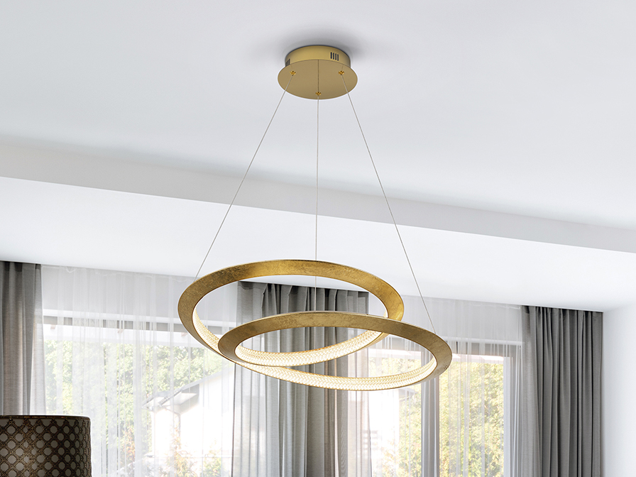 Schuller Lighting Pendants Eternity 165723  ETERNITY - LAMP GOLD LEAVES Ø60