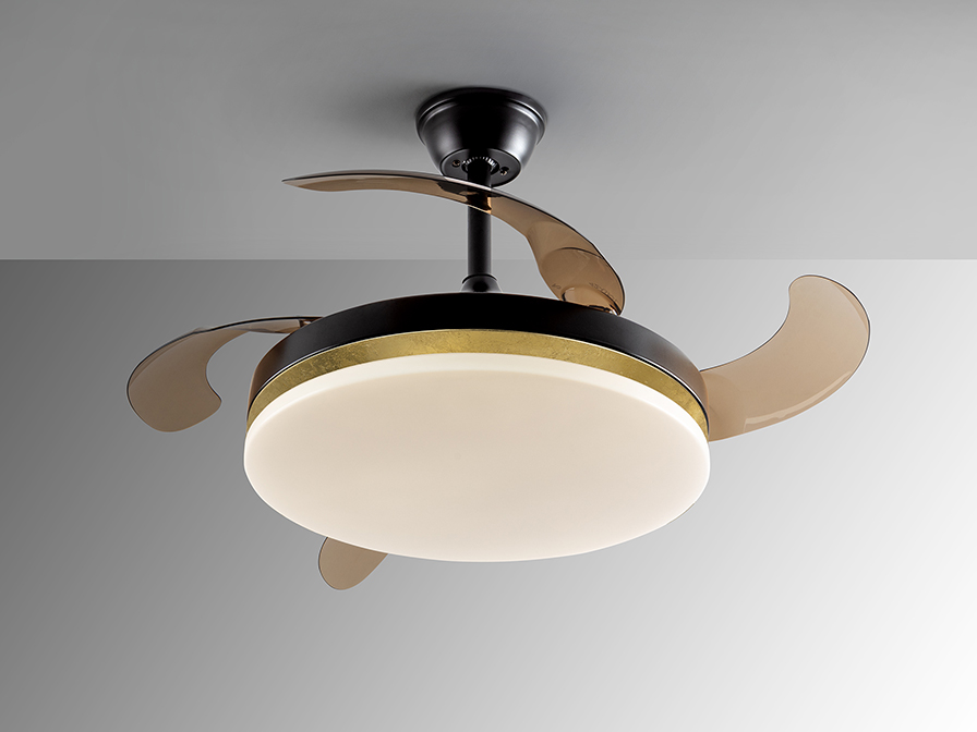 Schuller Lighting Ceiling fans Ø 100 to 120 cm Vento 168360  VENTO - FAN BLACK-GOLD Ø50/100, DIMMABLE