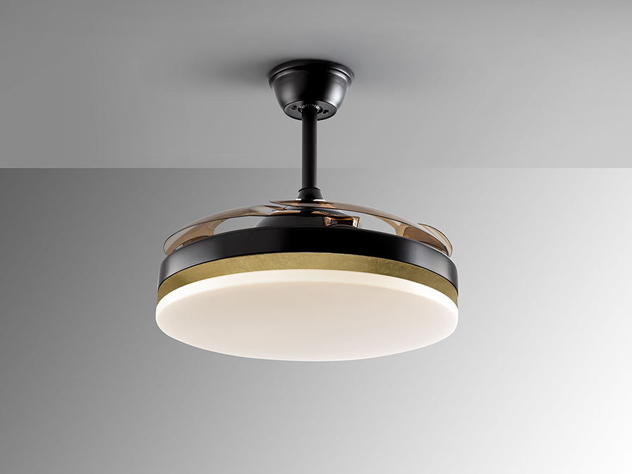 Schuller Lighting Ceiling fans Ø 100 to 120 cm Vento 168360  VENTO - FAN BLACK-GOLD Ø50/100, DIMMABLE