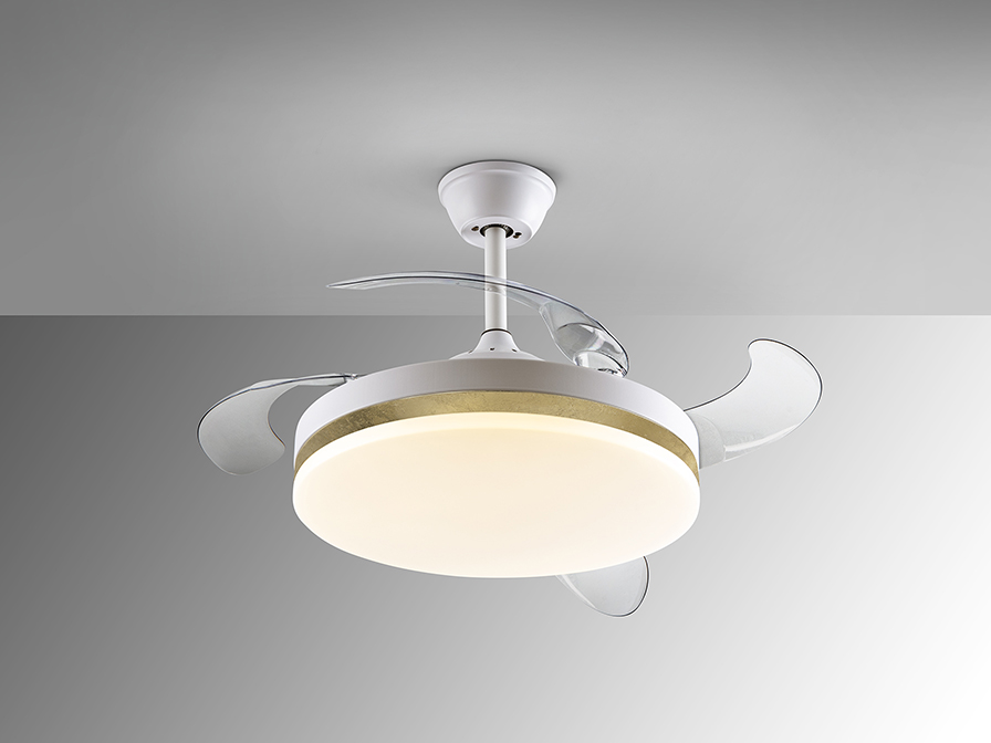 Schuller Lighting   168377  VENTO - FAN WHITE-GOLD Ø50/100, DIMMABLE