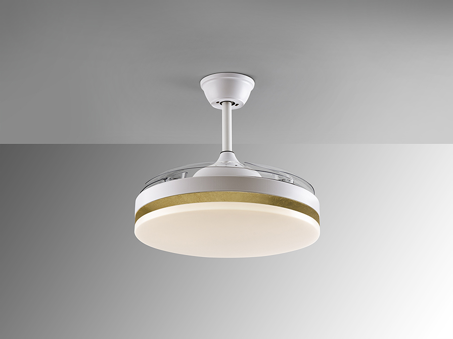 Schuller Lighting   168377  VENTO - FAN WHITE-GOLD Ø50/100, DIMMABLE