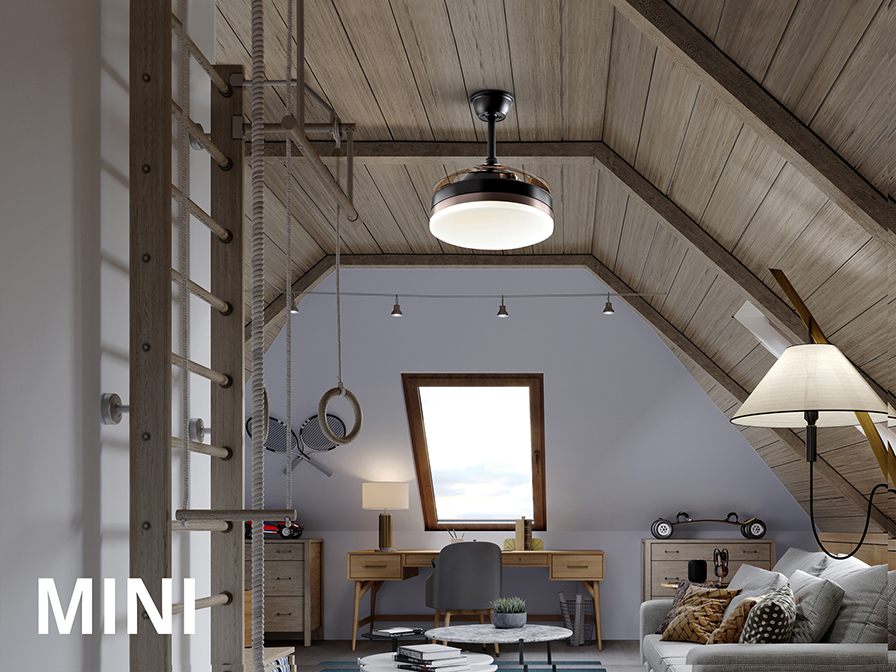 Schuller Lighting Ceiling fans Ø 75 to 90 cm Vento 169211  VENTO MINI - BLACK FAN Ø40 DIMMABLE