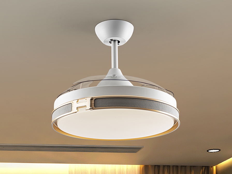 Schuller Lighting   175180D  ·HERON· FAN, WHITE/GOLD, DIMMABLE