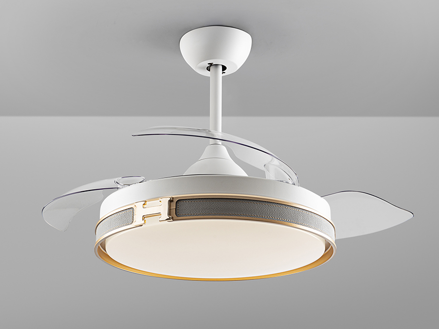 Schuller Lighting   175180D  ·HERON· FAN, WHITE/GOLD, DIMMABLE