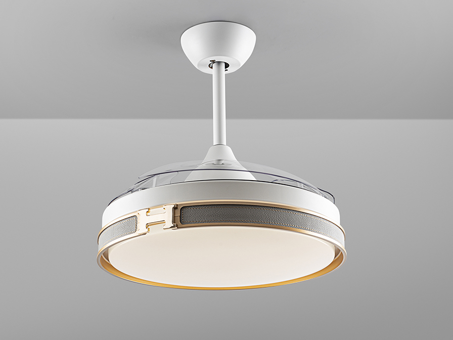 Schuller Lighting   175180D  ·HERON· FAN, WHITE/GOLD, DIMMABLE