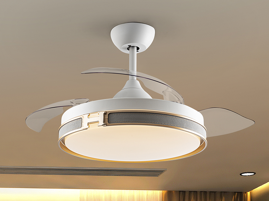 Schuller Lighting   175180D  ·HERON· FAN, WHITE/GOLD, DIMMABLE