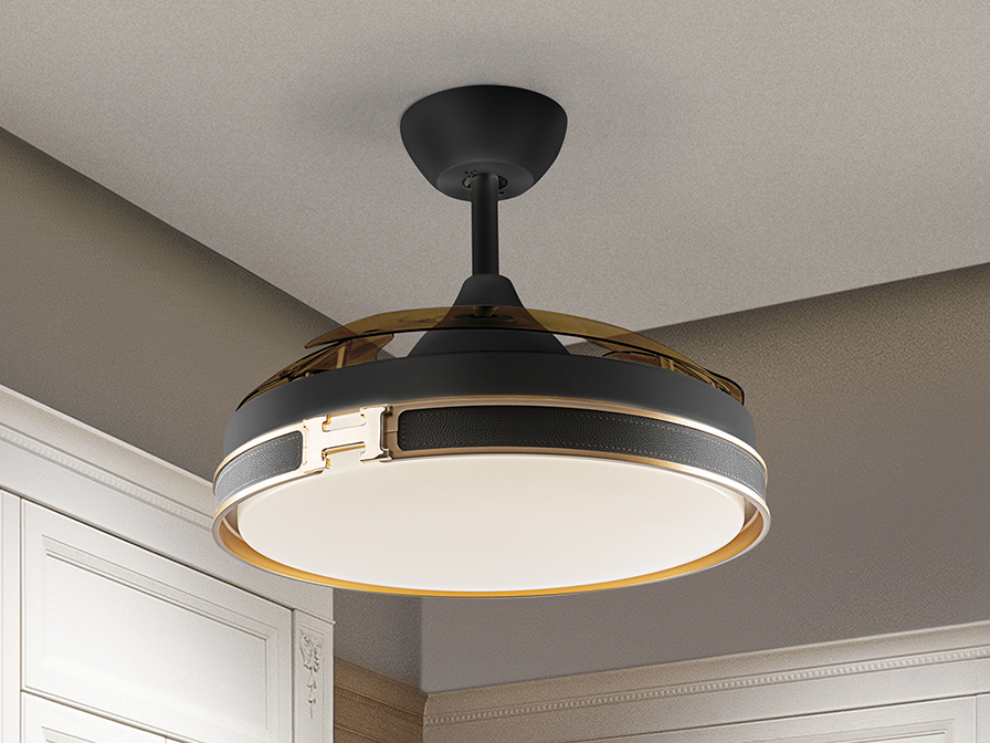 Schuller Lighting Ceiling fans Ø 100 to 120 cm Herón 175197D  HERON- FAN, BLACK/GOLD, DIMMABLE