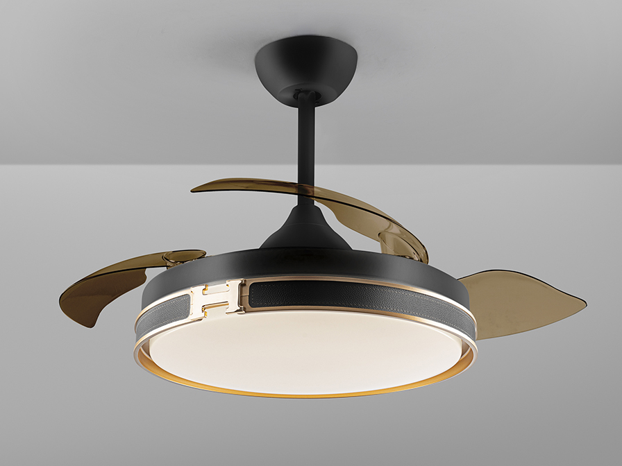 Schuller Lighting Ceiling fans Ø 100 to 120 cm Herón 175197D  HERON- FAN, BLACK/GOLD, DIMMABLE