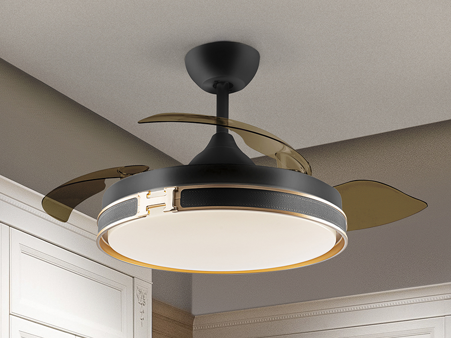 Schuller Lighting Ceiling fans Ø 100 to 120 cm Herón 175197D  HERON- FAN, BLACK/GOLD, DIMMABLE
