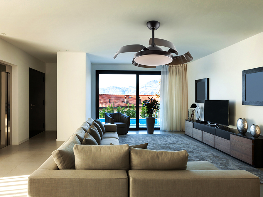 Schuller Lighting Ceiling fans Ø 100 to 120 cm Enzo 196536D  ·ENZO· BLACK FAN, DIMMABLE