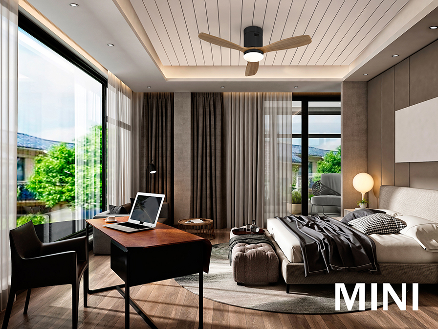 Schuller Lighting Ceiling fans Ø 100 to 120 cm Siroco 329385D  SIROCO MINI- BLACK/WALNUT FAN DIMMABLE