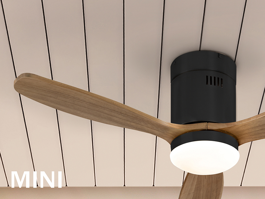 Schuller Lighting Ceiling fans Ø 100 to 120 cm Siroco 329385D  SIROCO MINI- BLACK/WALNUT FAN DIMMABLE