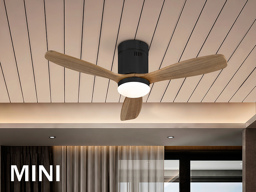 Schuller Lighting Ceiling fans Ø 100 to 120 cm Siroco 329385D  SIROCO MINI- BLACK/WALNUT FAN DIMMABLE