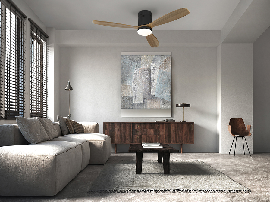Schuller Lighting   329514D  SIROCO - BLACK/WALNUT FAN D132 DIMMABLE