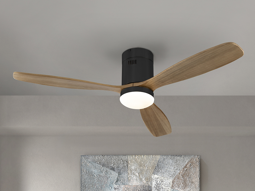 Schuller Lighting   329514D  SIROCO - BLACK/WALNUT FAN D132 DIMMABLE