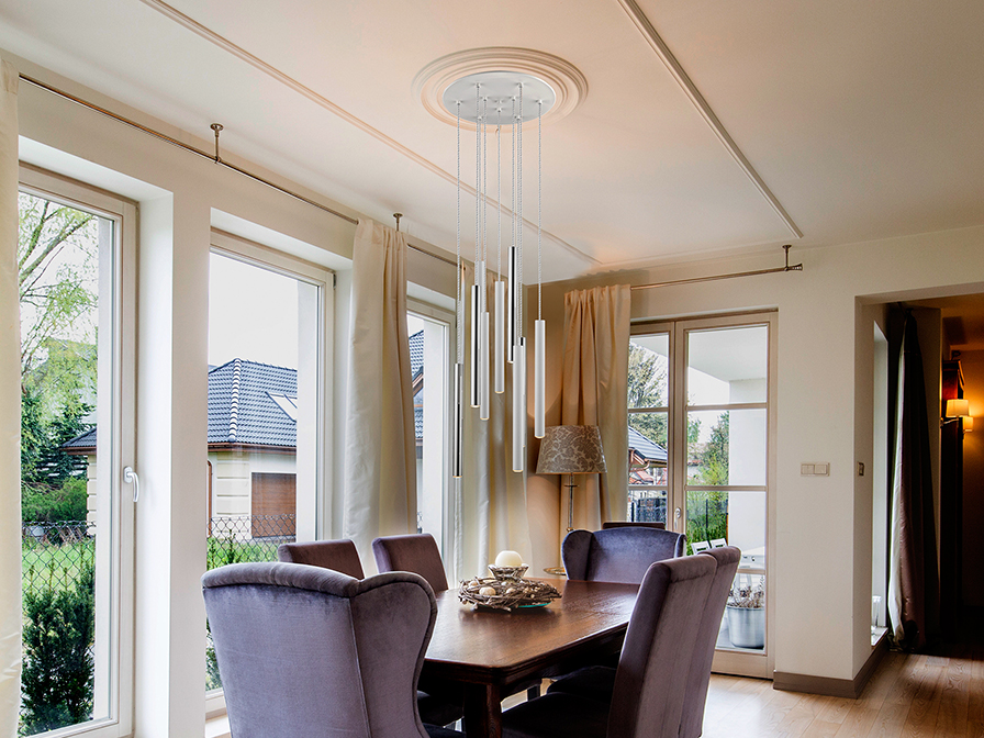Schuller Lighting Pendants Varas 373261  ·VARAS· LAMP, 9L.,CHROME/WHITE