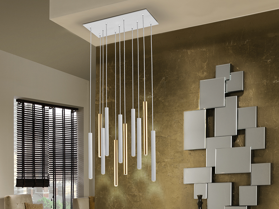 Schuller Ligthing   373342  ·VARAS· LAMP, 11L., GOLD/WHITE
