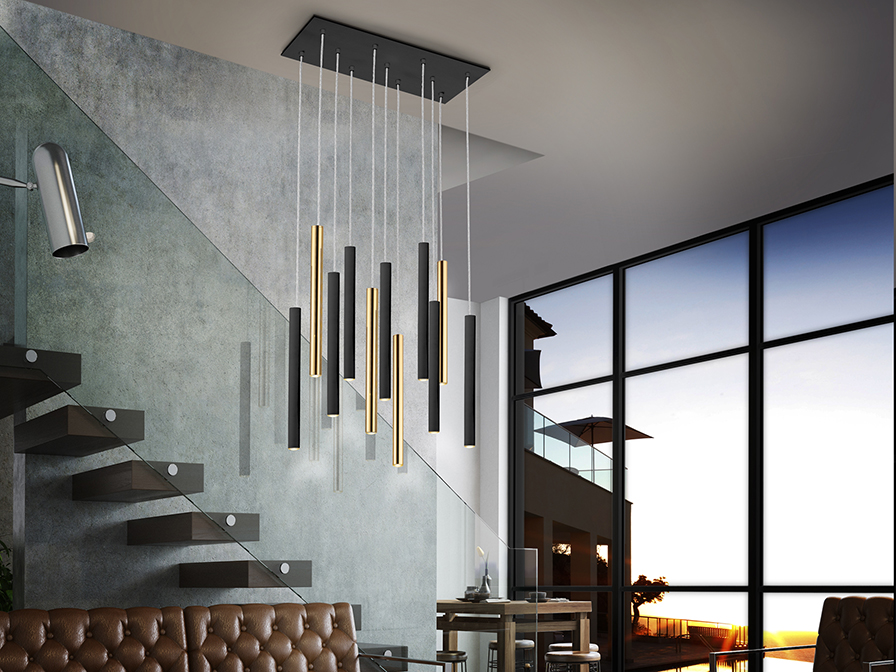 Schuller Lighting Pendants Varas 373357  ·VARAS· LAMP 11L. GOLD/BLACK