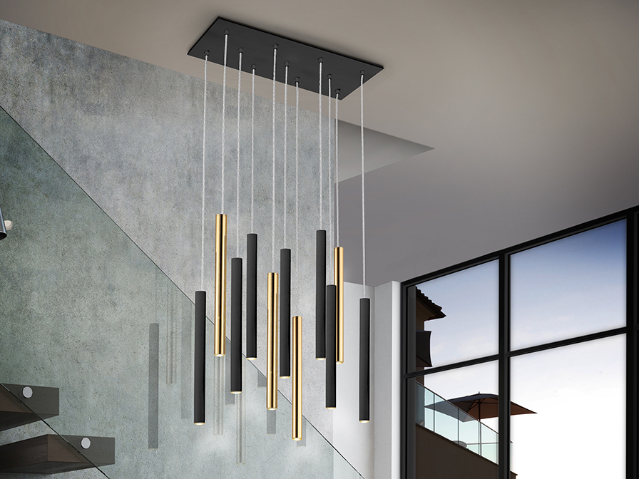Schuller Lighting Pendants Varas 373357  ·VARAS· LAMP 11L. GOLD/BLACK