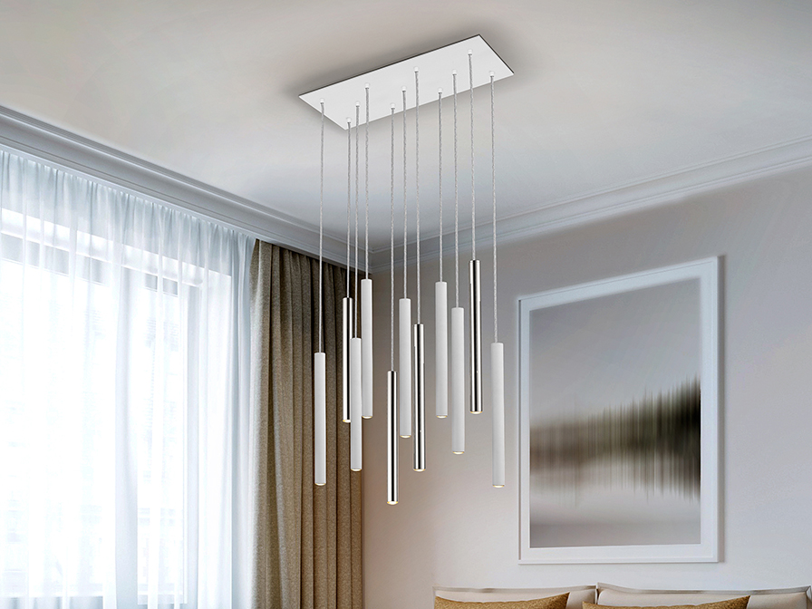 Schuller Ligthing   373378D  ·VARAS· LAMP CHROME/WHITE 11L. DIMMABLE