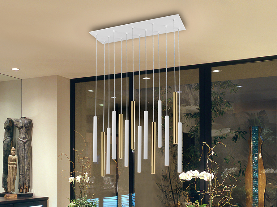 Schuller Lighting Pendants Varas 373437  ·VARAS· LAMP,14L., GOLD/WHITE