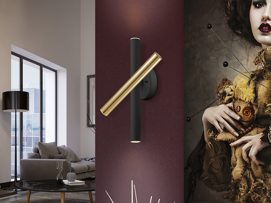Schuller Lighting Wall lamps Varas 373845  ·VARAS· WALL LAMP GOLD/BLACK 3L.
