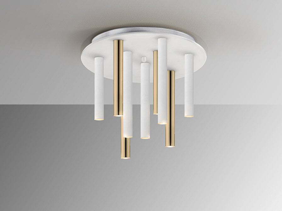 Schuller Lighting   374064  ·VARAS· CEILING LAMP GOLD/WHITE 9L