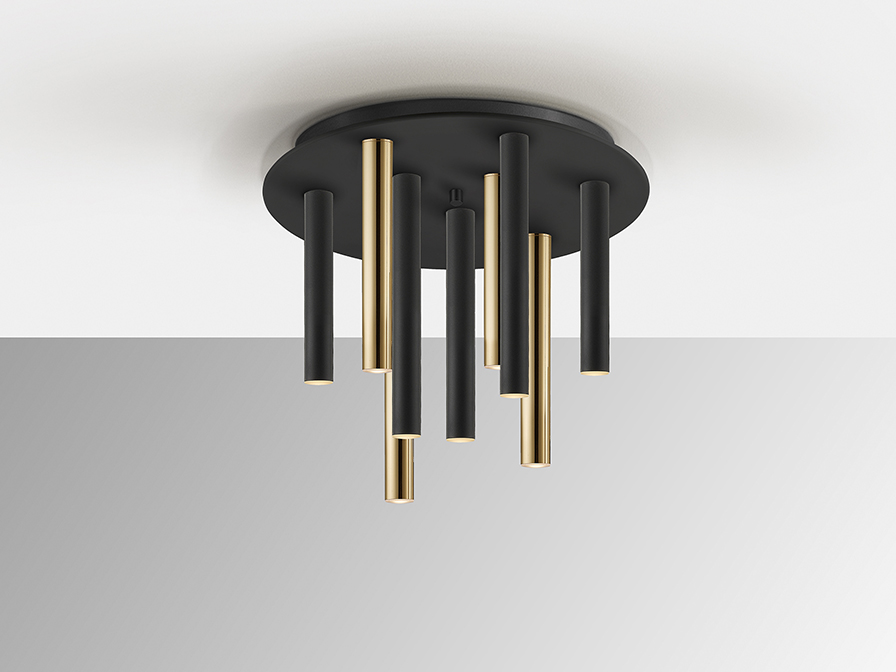 Schuller Lighting Flush Ceiling Lamps Varas 374088  ·VARAS· CEILING LAMP GOLD/BLACK 9L