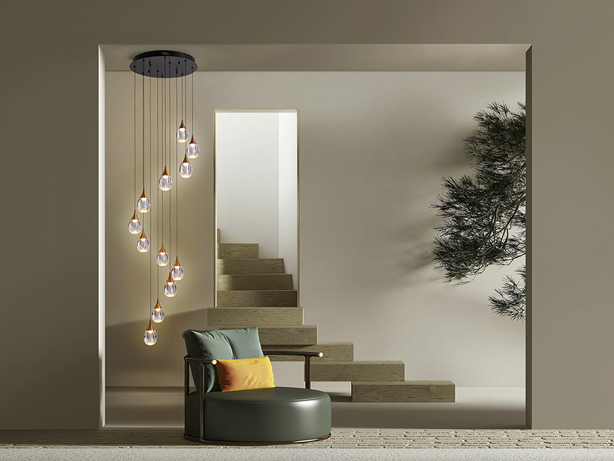 Schuller  Pendants Corina 403894  CORINA - LAMP 12L BLACK-COPPER