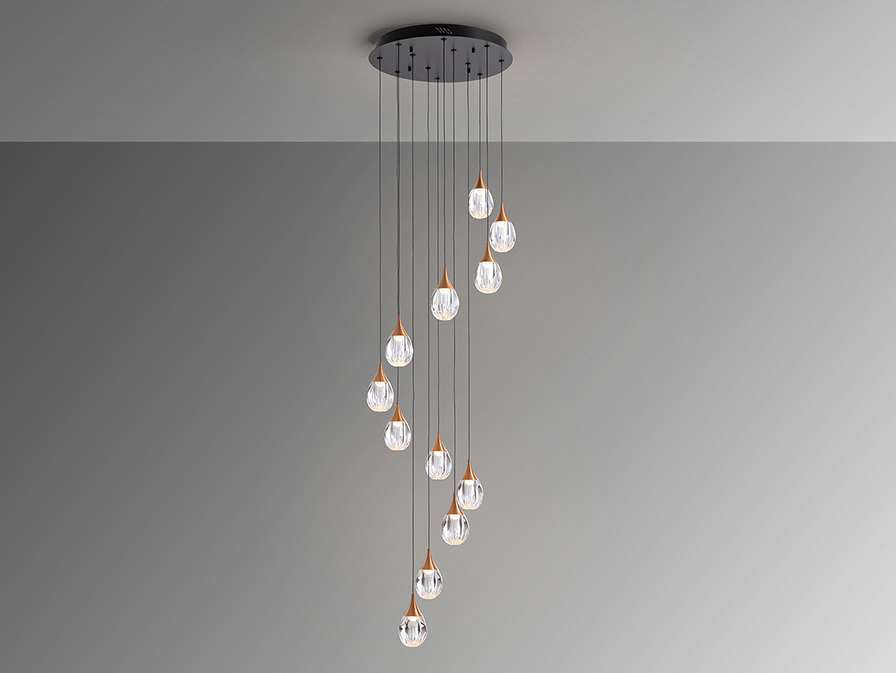 Schuller  Pendants Corina 403894  CORINA - LAMP 12L BLACK-COPPER