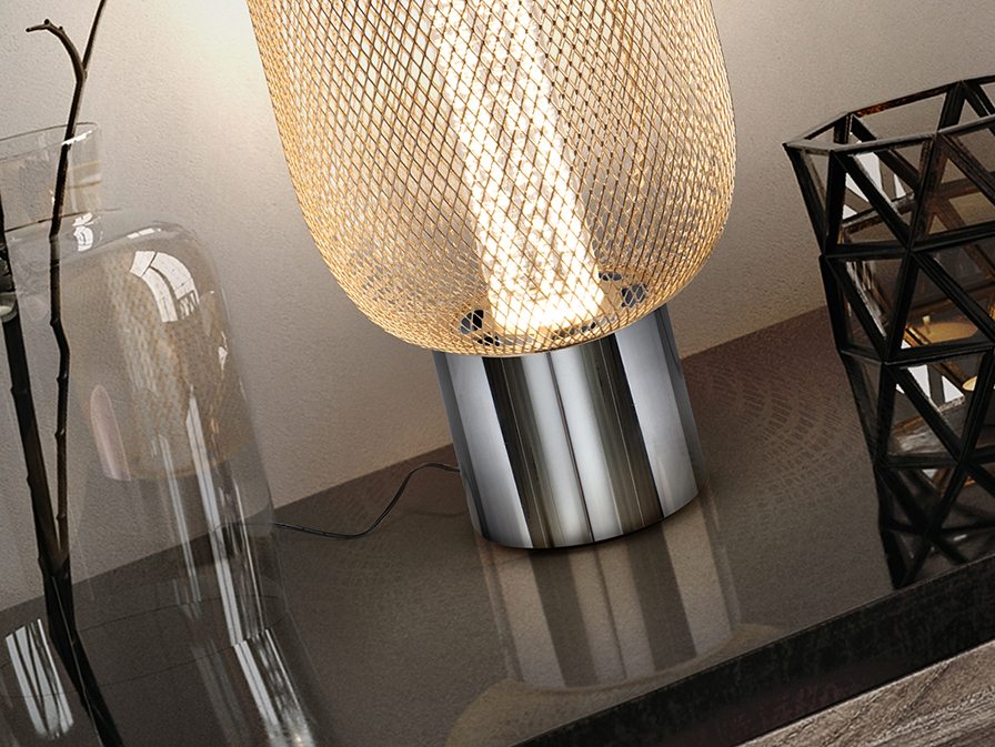 Schuller Lighting Table lamps Micron 413299  ·MICRON· TABLE LAMP, 1L., CHROME/GOLD