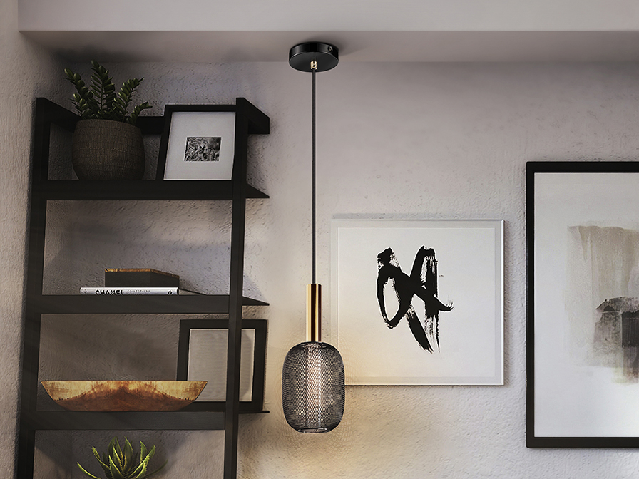 Schuller Lighting 1 Light Pendants Micron 413510  ·MICRON· LAMP, 1L., GOLD/BLACK