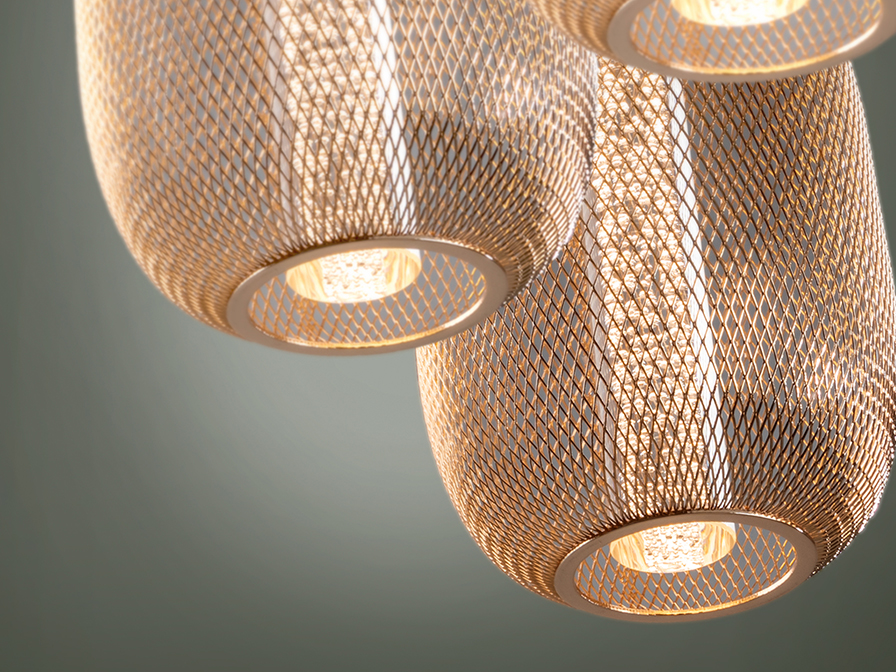Schuller Lighting Pendants Micron 413626  ·MICRON· LAMP 3L., CHROME/GOLD