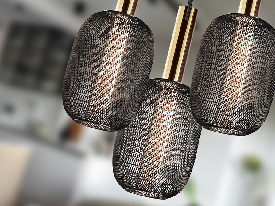 Schuller Lighting Pendants Micron 413657  ·MICRON· LAMP 3L., GOLD/BLACK