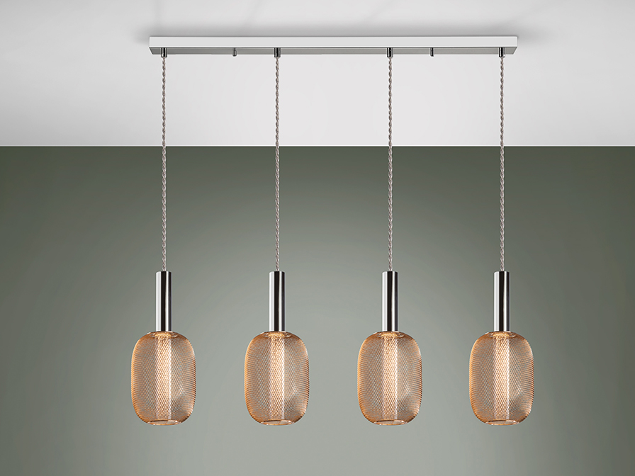 Schuller Lighting Pendants Micron 413756  ·MICRON· LAMP 4L., CHROME/GOLD
