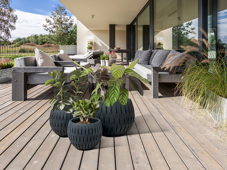 Schuller Decoration,mirrors and.. Flowerpots Yuca 447058  YUCA- SET 3 PLANTERS-BLACK