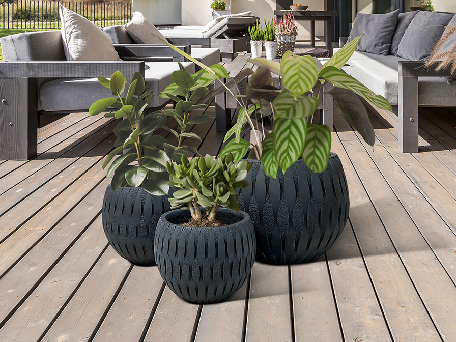 Schuller Decoration,mirrors and.. Flowerpots Yuca 447058  YUCA- SET 3 PLANTERS-BLACK