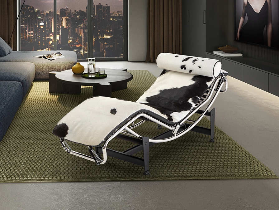 Schuller  Chairs and Armchairs Leco 458436  LECO - CHAISE LONGUE  COWHIDE WHITE/BLAC