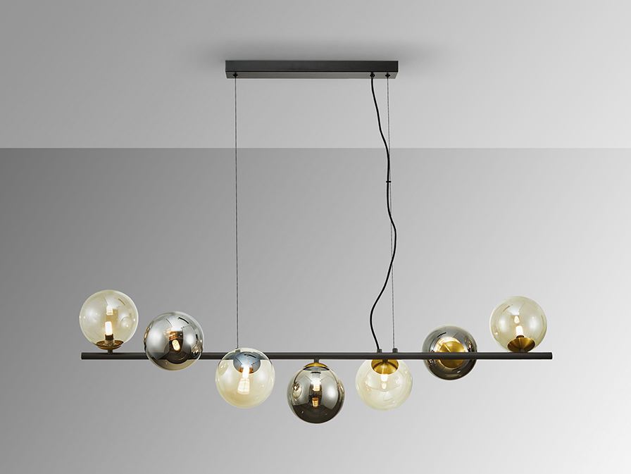 Schuller  Pendants Inoa 494436  INOA-LAMP 7L, BLACK-SMOKE-AMBER