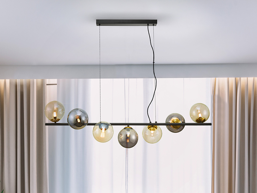 Schuller  Pendants Inoa 494436  INOA-LAMP 7L, BLACK-SMOKE-AMBER