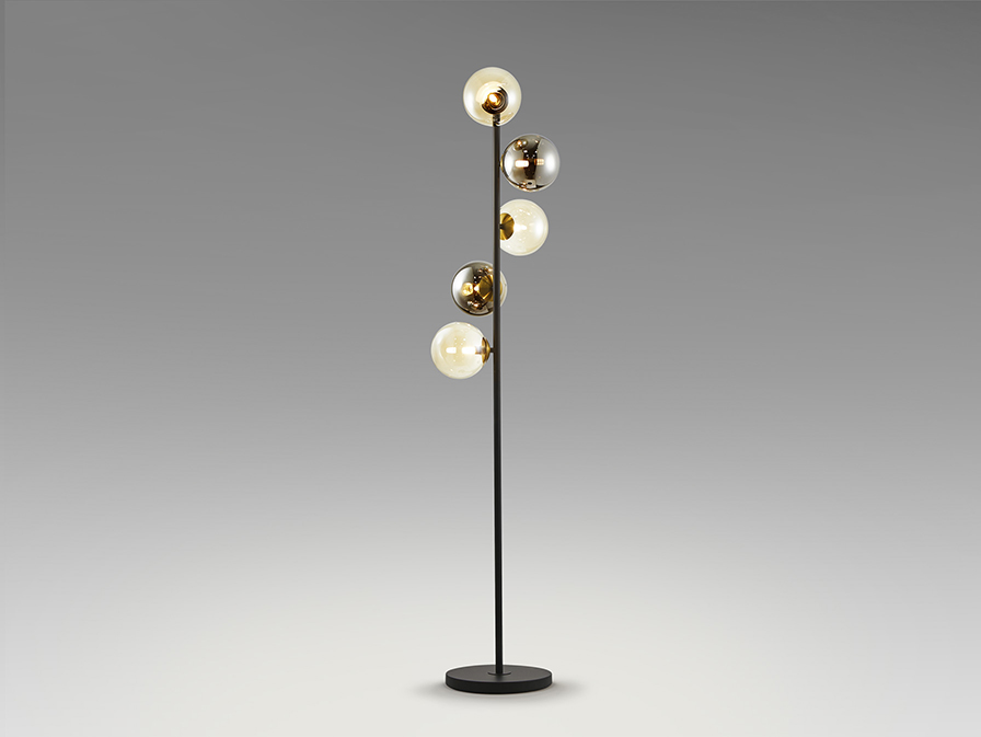 Schuller  Floor lamps Inoa 494511  INOA- FLOOR LAMP 5L BLACK-SMOKE-AMBER