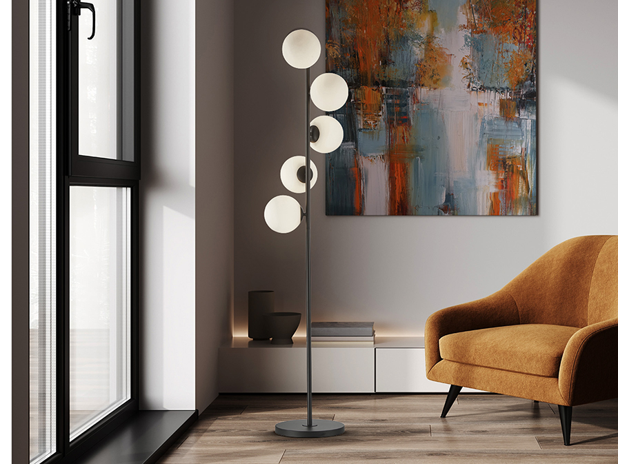 Schuller  Floor lamps Inoa 494528  INOA- FLOOR LAMP 5L BLACK-OPAL