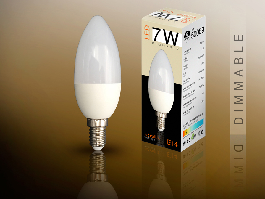 Schuller Ligthing Bulbs and Accessories E14 50089  LED CANDLE BULB, DIMMABLE 3000K 7W E14