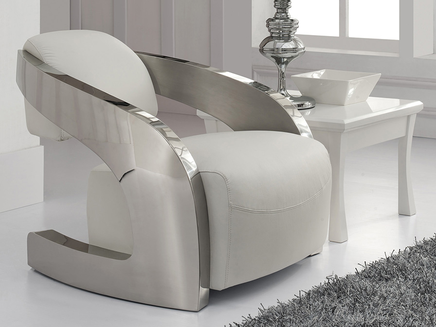 Schuller Decoration,mirrors and.. Chairs and Armchairs Amanda 532115  ·AMANDA· ARMCHAIR, STEEL AND WHITE
