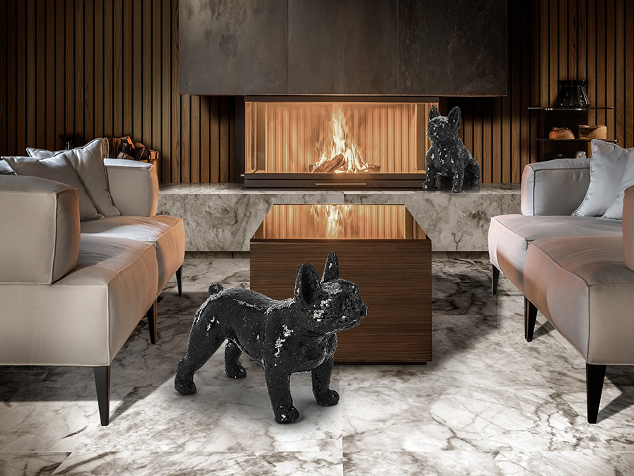 Schuller  Decorative figures Cody 543712  ·ATILA· BULLDOG FIGURE, BLACK GLASS