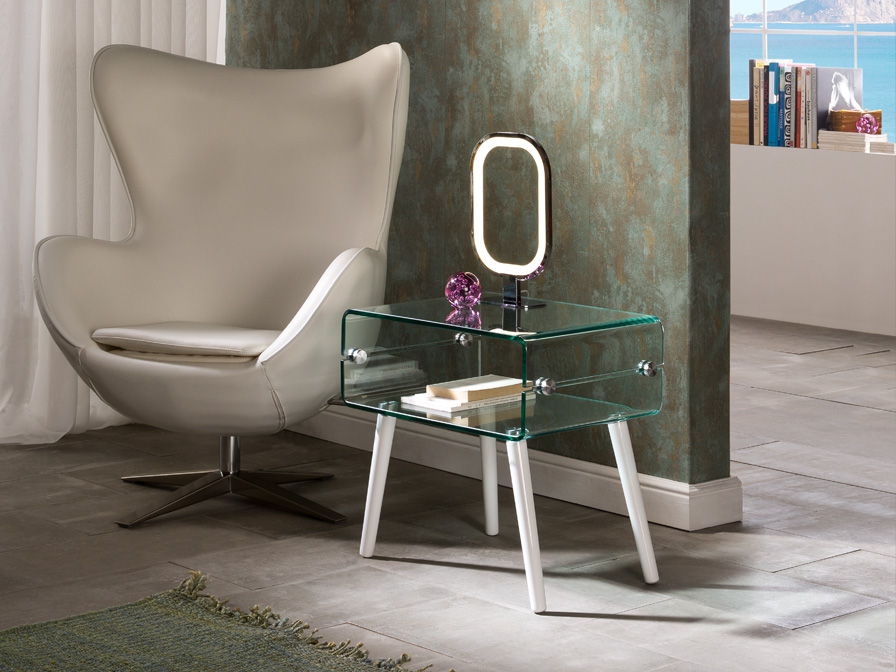 Schuller Furniture and decoration   552933  ·GLASS II·SIDE TABLE,WHITE LEG